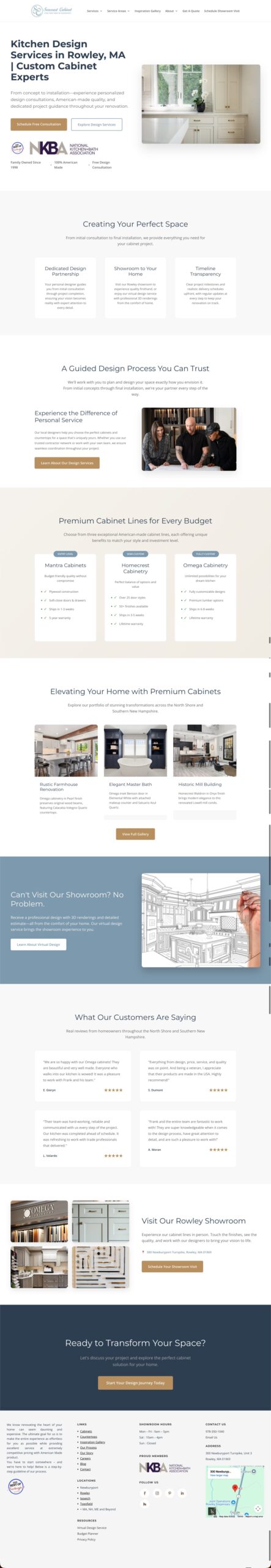 Custom cabinet design website showcasing premium cabinetry options and personalized kitchen design services for home renovations.