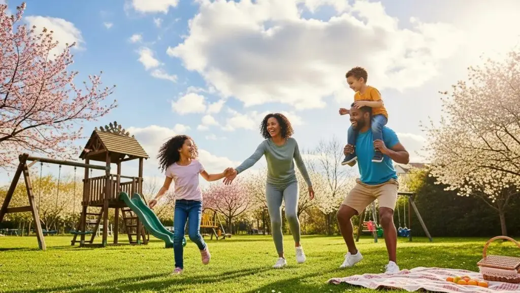 Happy family enjoying outdoor activities, representing successful sciatica treatment outcomes