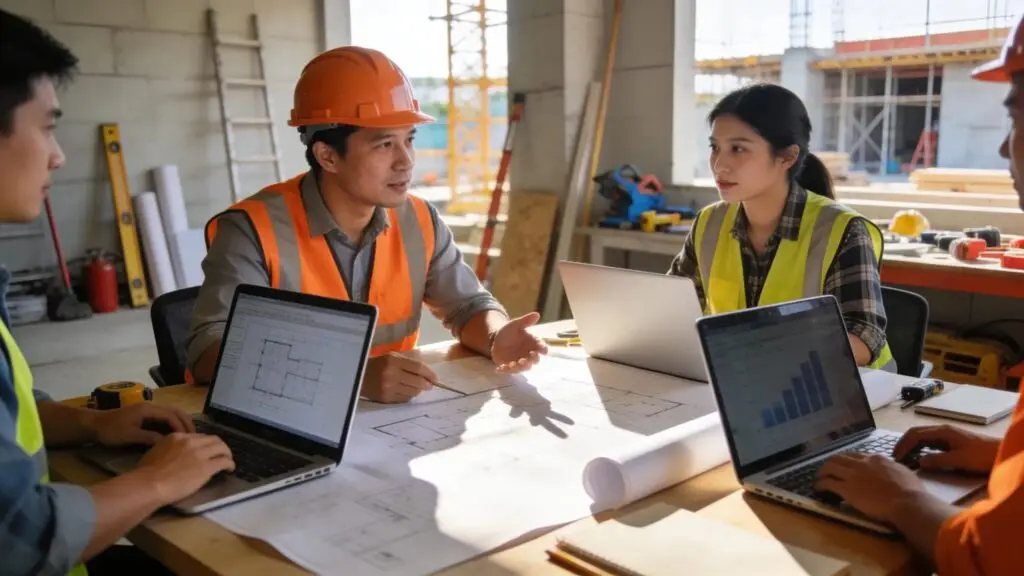 Contractor optimizing Google My Business for local SEO success