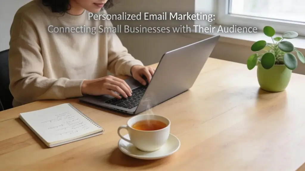 Person composing an email at a desk, emphasizing email marketing techniques for small businesses