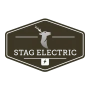 Stag Electric logo featuring a stylized stag head and lightning bolt, representing branding for local service businesses in the electrical trade.